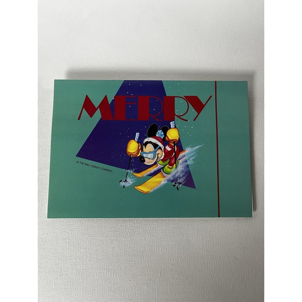 Rare Vintage Mickey Mouse Skiing "Merry" Christmas Cards NOS - Set of 13 - Picture 9 of 11